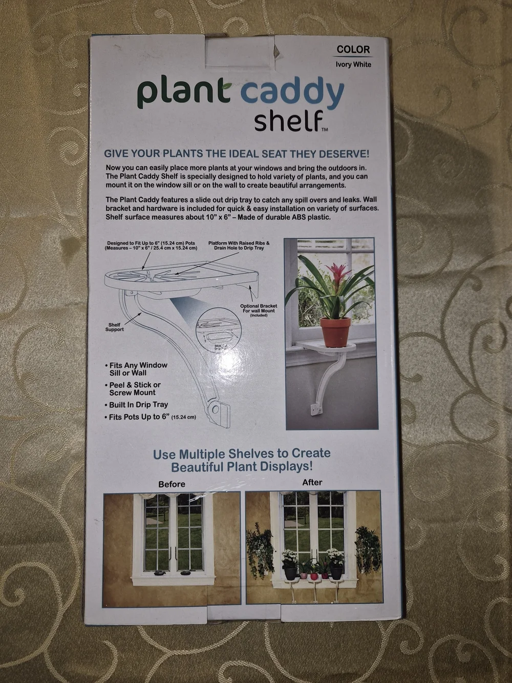 Plant Caddy Shelf - White Window/Wall Plant Shelf
